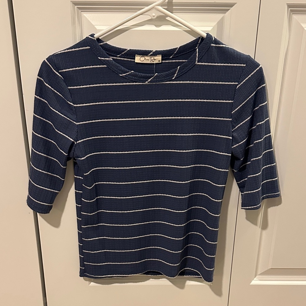 Olivia Rae Navy and White Striped Blouse